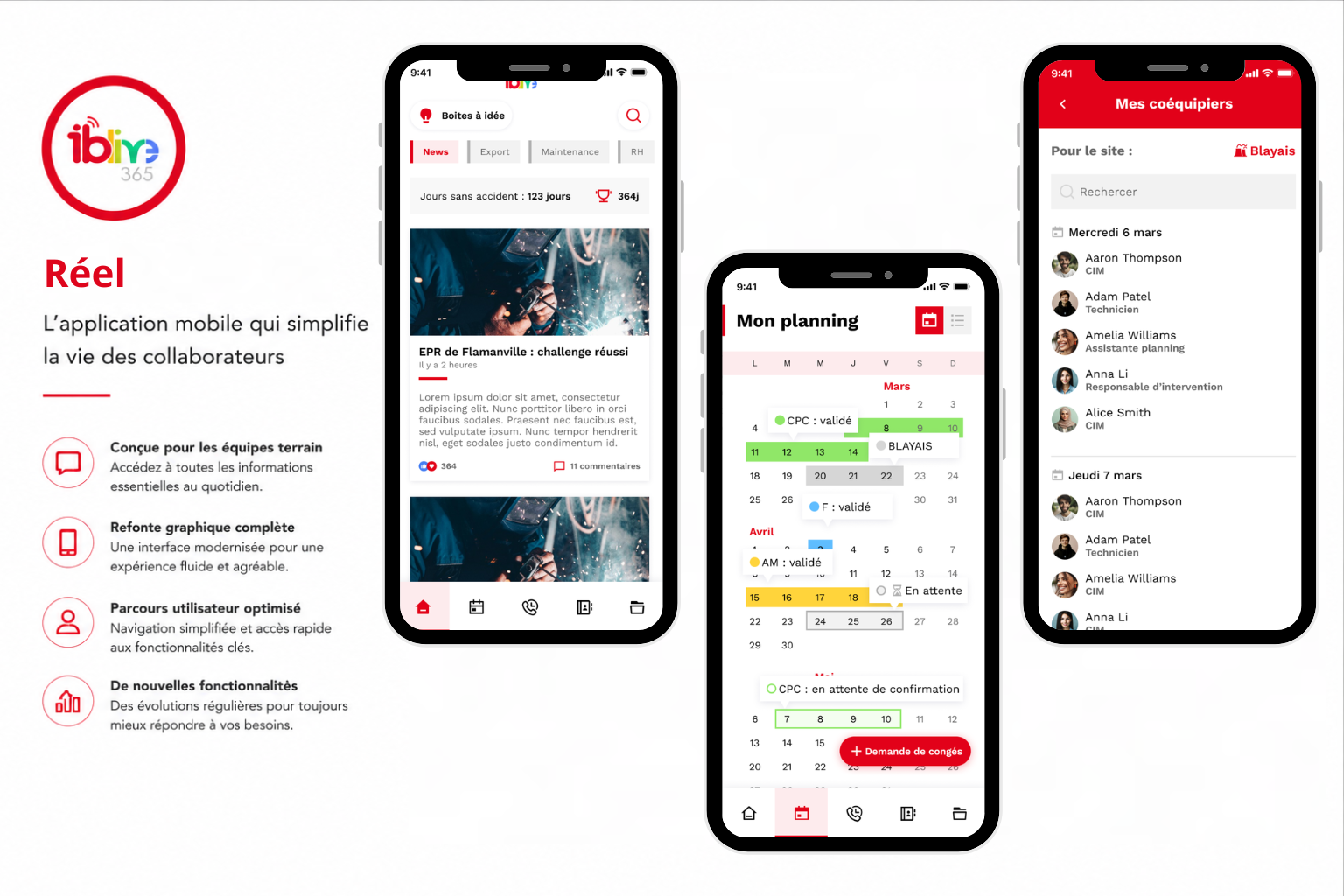 screenshot de l'application Réel
